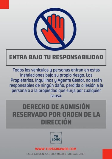 Editar un cartel de Derecho de Admisión