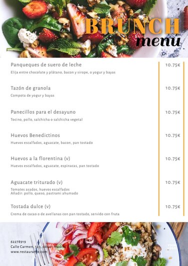 Edita un menú de desayuno o brunch