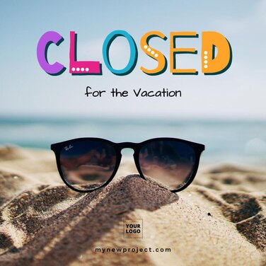 Edite seu design de fechado para férias