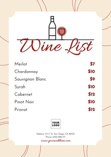 Edit a wine list template