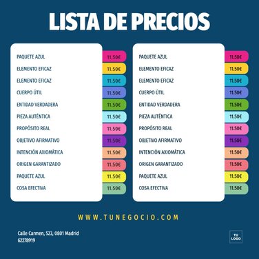 Plantillas De Listas De Precios