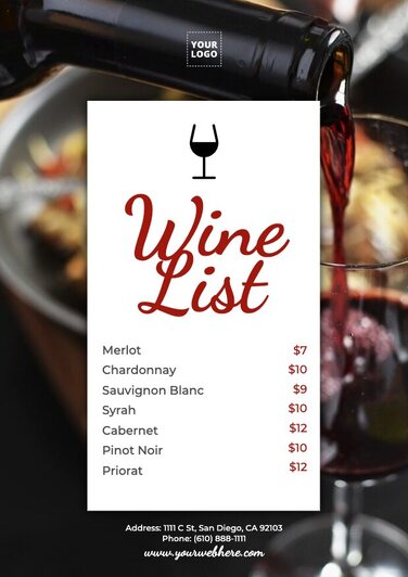 Edit a wine list template