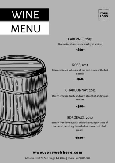 Edit a wine list template