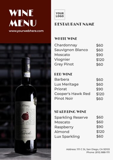 Edit a wine list template