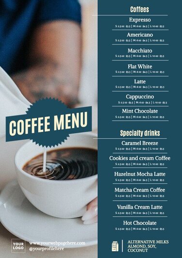 Modifier le design d'un menu de café