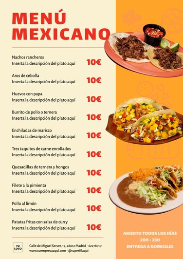 Edita un menú mexicano
