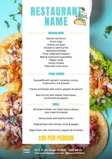 Edit a Mexican menu design