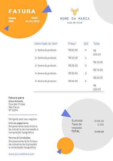 Crie sua fatura grátis online