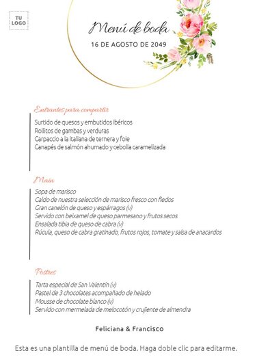 Edita un menú de catering