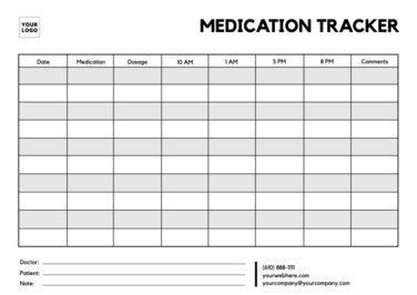 Editable templates to create medication trackers