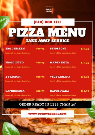 Edit a pizza menu template