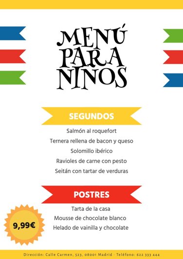 Edita un menú infantil