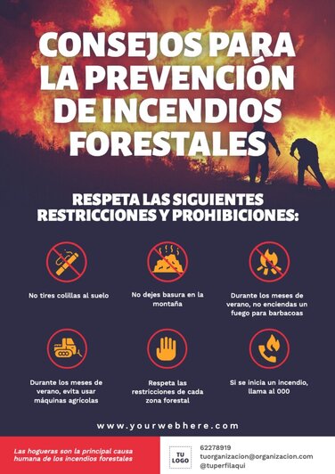 Edita un cartel de prevención de incendios
