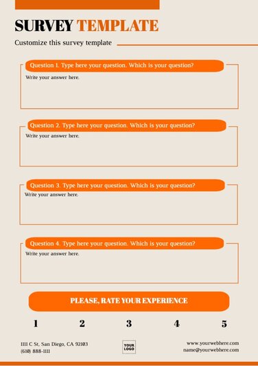 Printable survey editable templates