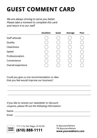 Customize free feedback card templates online