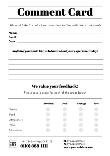 Customize free feedback card templates online