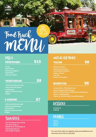 Printable 3d Food Truck Template : Printable Food Truck Contract Template