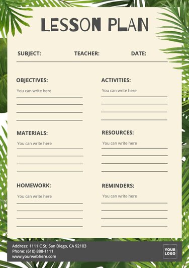 Edit a lesson plan template