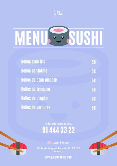 Edita un menú de sushi