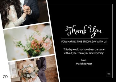 Edytuj ślubną kartkę z podziękowaniami