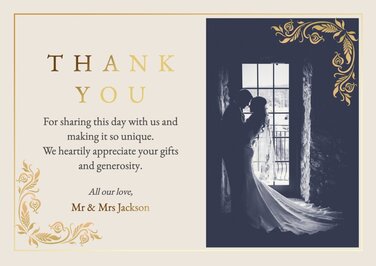 Edytuj ślubną kartkę z podziękowaniami