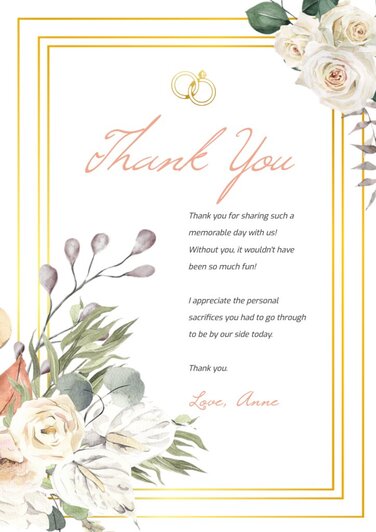 Edit a wedding thank you card