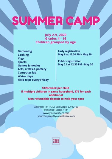 Edit a flyer for a summer camp
