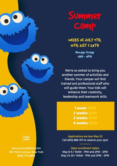 Edit a flyer for a summer camp