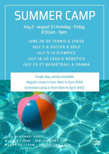 Edit a flyer for a summer camp