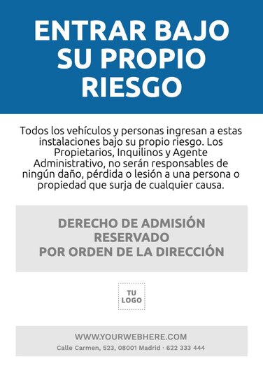 Editar un cartel de Derecho de Admisión