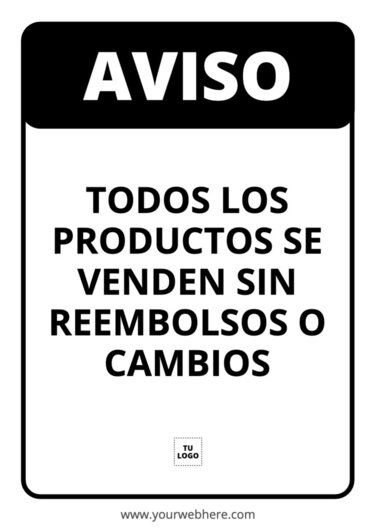 Personaliza Carteles Sobre Políticas De Cambios Y Devoluciones