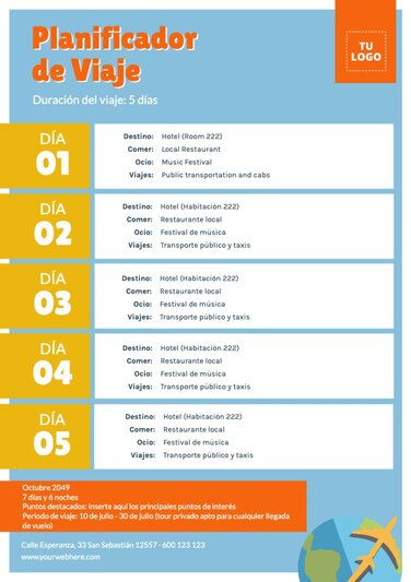 Planificadores De Viajes Para Editar E Imprimir Gratis
