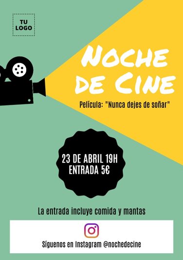 Edita un cartel de noche de cine