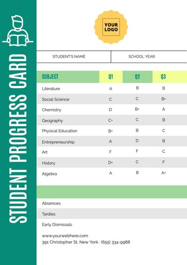 Customizable Student Report Card Templates