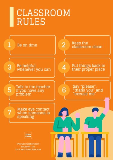 Free customizable classroom rules poster templates