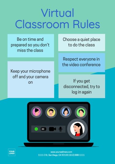 Free customizable classroom rules poster templates