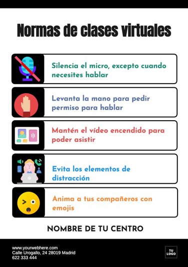 Plantillas De Carteles De Normas De Clase Personalizables Y Gratuitas