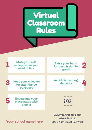 Free customizable classroom rules poster templates