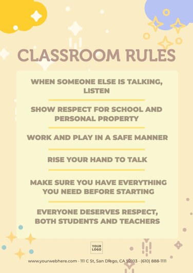 Free customizable classroom rules poster templates