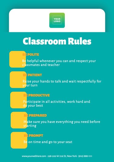 Free customizable classroom rules poster templates