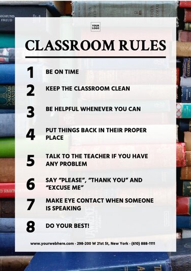 Free customizable classroom rules poster templates