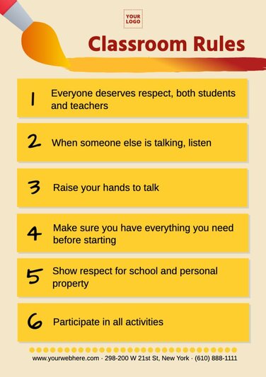 Free customizable classroom rules poster templates