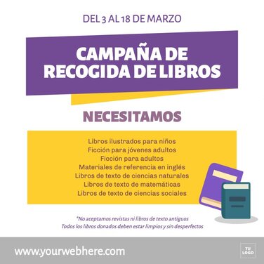 Edita un folleto de campaña de recogida de libros