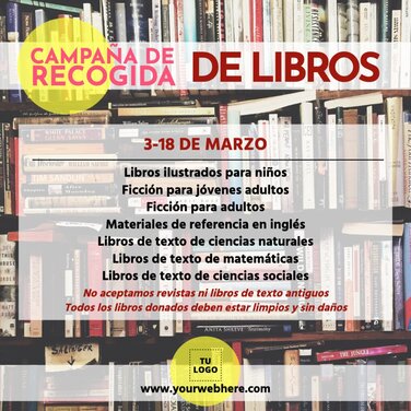 Edita un folleto de campaña de recogida de libros