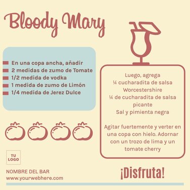Edita un menú de cócteles