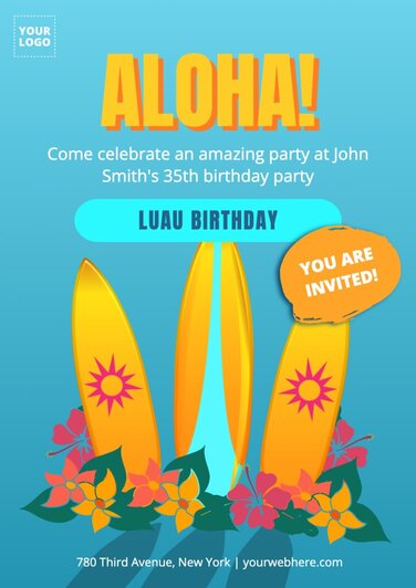 Edit a Hawaiian theme invitation