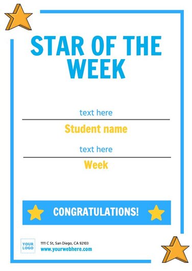 Free Star Of The Week Poster Templates