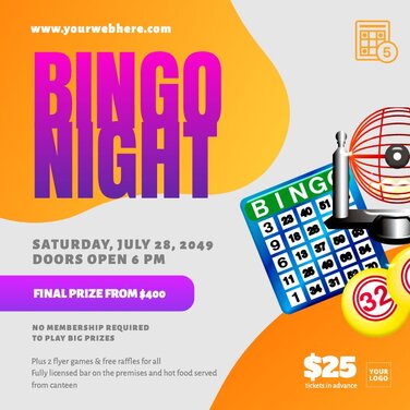 Edit a bingo night design