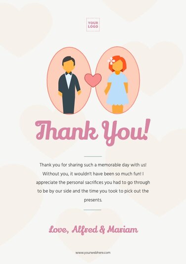 Editar um cartão de agradecimento de casamento