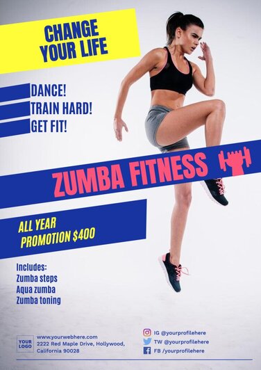 Edit a Zumba dance class poster